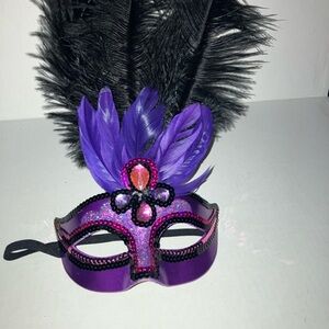 Purple Feathered Masquerade Mask